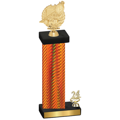 Accented Single Orange Carbon Fiber Year Swimming Trophy