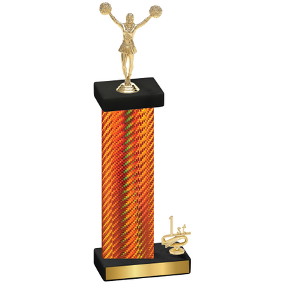 Accented Single Orange Carbon Fiber First Place Cheerleading Trophy