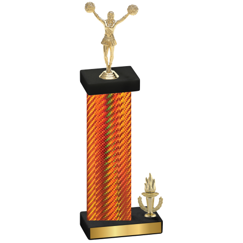 Accented Single Orange Carbon Fiber Victory Cheerleading Trophy