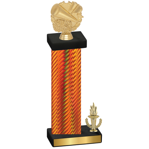 Accented Single Orange Carbon Fiber Victory Cheerleading Trophy