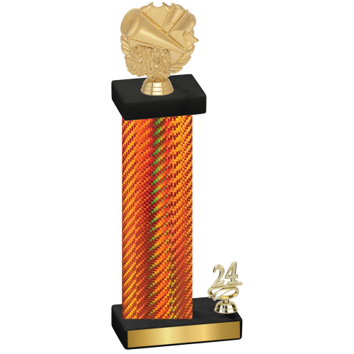 Accented Single Orange Carbon Fiber Year Cheerleading Trophy