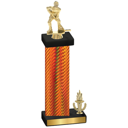 Accented Single Orange Carbon Fiber Victory Hockey Trophy