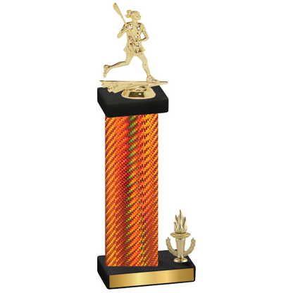 Accented Single Orange Carbon Fiber Victory Lacrosse Trophy