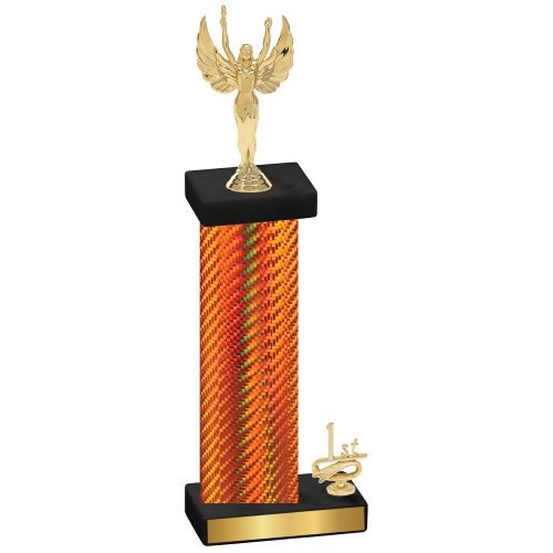 Accented Single Orange Carbon Fiber First Place Victory Trophy