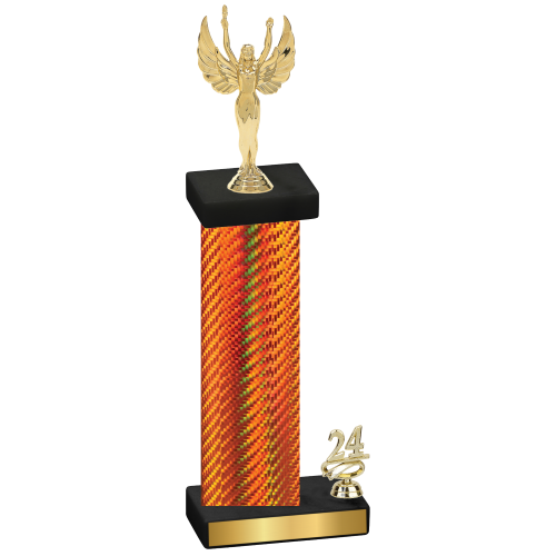 Accented Single Orange Carbon Fiber Year Victory Trophy