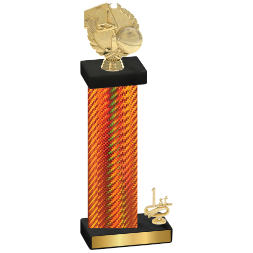 Accented Single Orange Carbon Fiber First Place Basketball Trophy