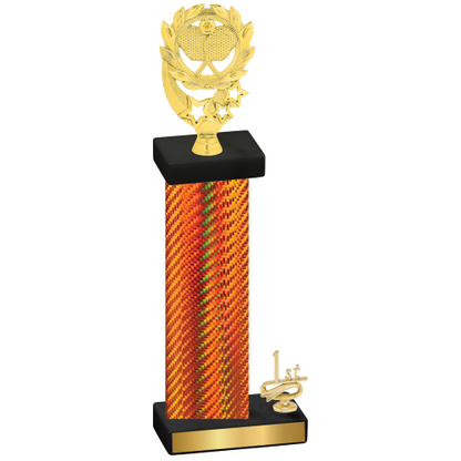 Accented Single Orange Carbon Fiber First Place Pickleball Trophy