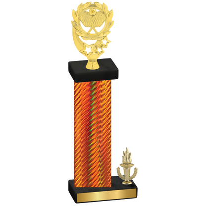 Accented Single Orange Carbon Fiber Victory Pickleball Trophy