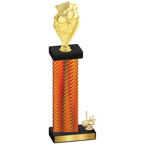 Accented Single Orange Carbon Fiber First Place Pickleball Trophy