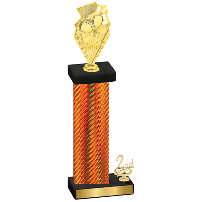 Accented Single Orange Carbon Fiber Second Place Pickleball Trophy