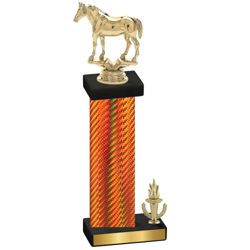 Accented Single Orange Carbon Fiber Victory Horses Trophy