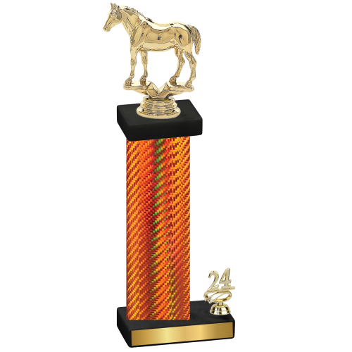 Accented Single Orange Carbon Fiber Year Horses Trophy