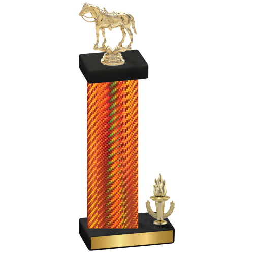 Accented Single Orange Carbon Fiber Victory Horses Trophy