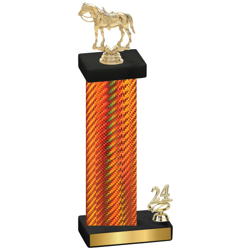 Accented Single Orange Carbon Fiber Year Horses Trophy