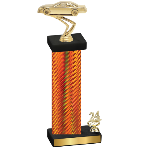 Accented Single Orange Carbon Fiber Year Cars Trophy