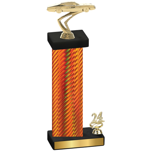 Accented Single Orange Carbon Fiber Year Cars Trophy