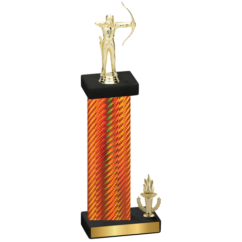 Accented Single Orange Carbon Fiber Victory Archery Trophy