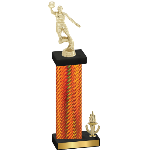 Accented Single Orange Carbon Fiber Victory Basketball Trophy