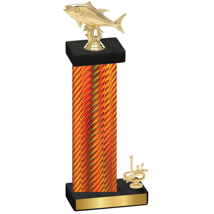 Accented Single Orange Carbon Fiber First Place Fishing Trophy