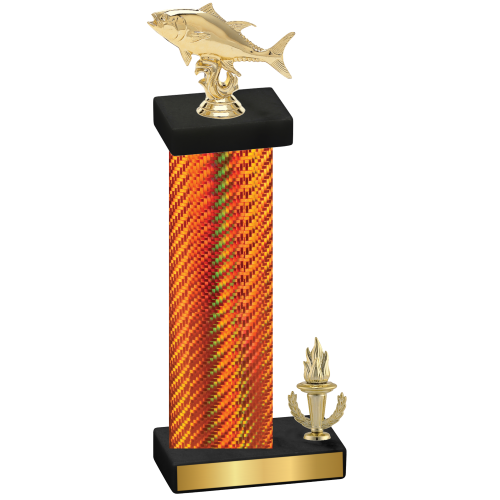 Accented Single Orange Carbon Fiber Victory Fishing Trophy