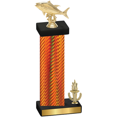 Accented Single Orange Carbon Fiber Victory Fishing Trophy