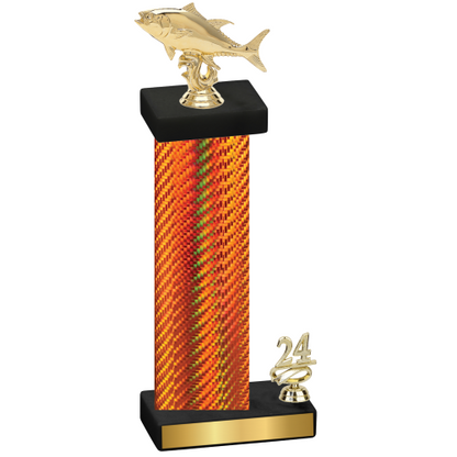 Accented Single Orange Carbon Fiber Year Fishing Trophy