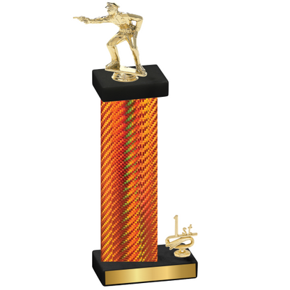 Accented Single Orange Carbon Fiber First Place Shooter Trophy