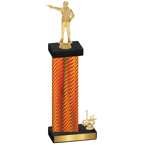 Accented Single Orange Carbon Fiber First Place Shooter Trophy