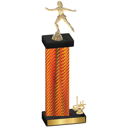 Accented Single Orange Carbon Fiber First Place Skater Trophy