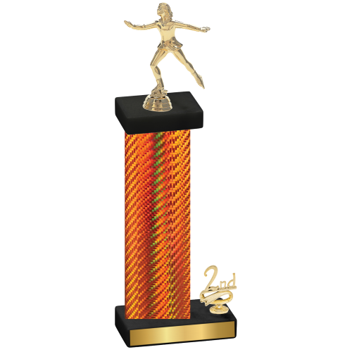 Accented Single Orange Carbon Fiber Second Place Skater Trophy