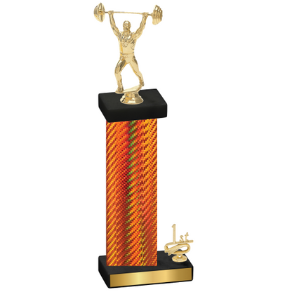 Accented Single Orange Carbon Fiber First Place Weights Trophy