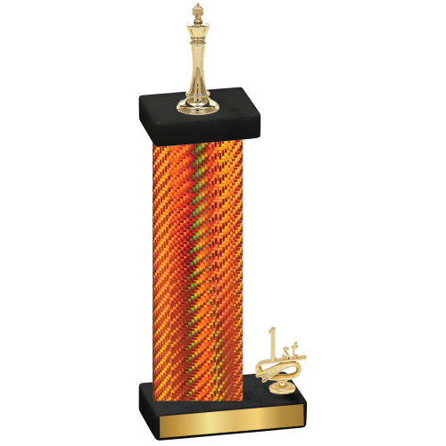 Accented Single Orange Carbon Fiber First Place Chess Trophy