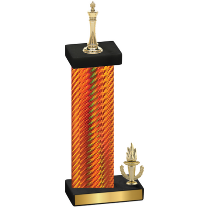 Accented Single Orange Carbon Fiber Victory Chess Trophy