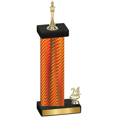 Accented Single Orange Carbon Fiber Year Chess Trophy