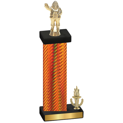 Accented Single Orange Carbon Fiber Victory Holiday Trophy