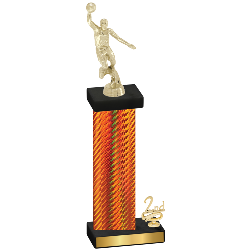 Accented Single Orange Carbon Fiber Second Place Basketball Trophy