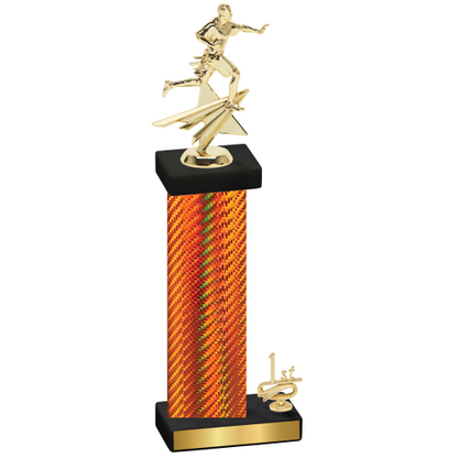 Accented Single Orange Carbon Fiber First Place Flag Football Trophy