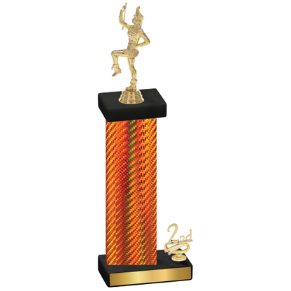 Accented Single Orange Carbon Fiber Second Place Majorette Trophy