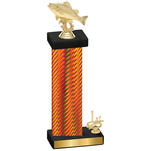 Accented Single Orange Carbon Fiber First Place Fishing Trophy