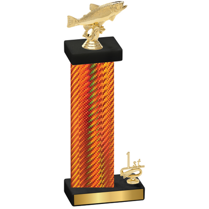 Accented Single Orange Carbon Fiber First Place Fishing Trophy