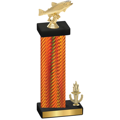 Accented Single Orange Carbon Fiber Victory Fishing Trophy