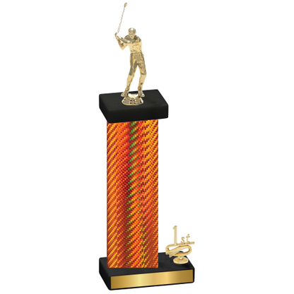 Accented Single Orange Carbon Fiber First Place Golf Trophy