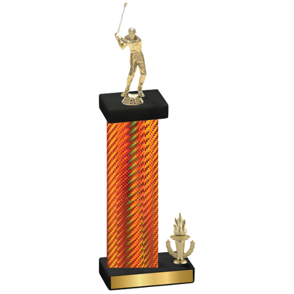 Accented Single Orange Carbon Fiber Victory Golf Trophy