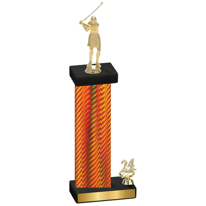 Accented Single Orange Carbon Fiber Year Golf Trophy