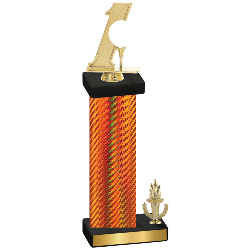 Accented Single Orange Carbon Fiber Victory Golf Trophy