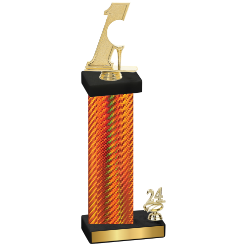 Accented Single Orange Carbon Fiber Year Golf Trophy