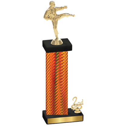 Accented Single Orange Carbon Fiber Second Place Karate Trophy
