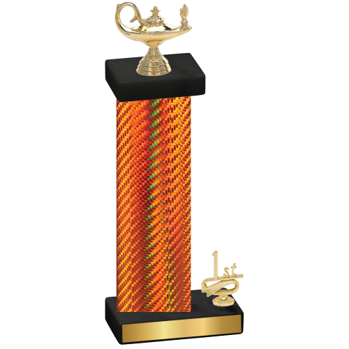 Accented Single Orange Carbon Fiber First Place Academics Trophy