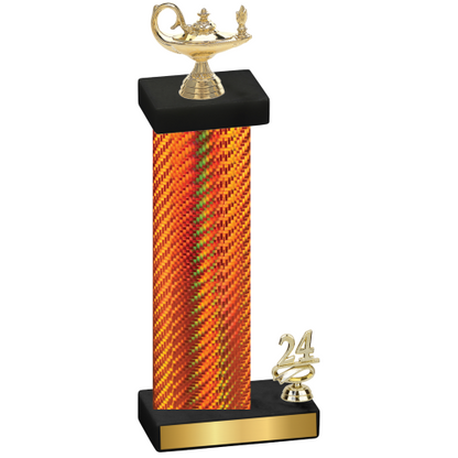 Accented Single Orange Carbon Fiber Year Academics Trophy