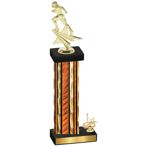 Accented Single Orange Glacier First Place Football Trophy